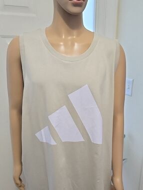 ADIDAS BRAND SIGNATURE MEN'S BIG AND TALL TAN TANK TOP SIZE 4XL